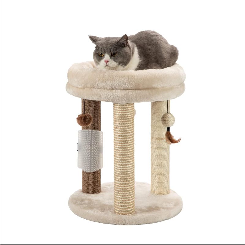 Photo 1 of ****similar***4in1 Small Cat Tree,Scratching Post with Tower Soft Cat Bed, Sisal Carpet Jute Posts with Three Hanging Ball Toys and Massage Brush for Indoor Cats and Kittens
