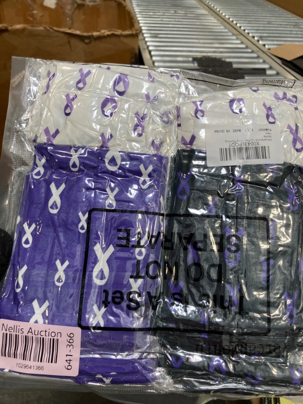 Photo 2 of 12 Pairs Purple Ribbon Arm Sleeves Cancer Awareness Sleeves for Domestic Violence Alzheimers Pancreatic Cancer Lupus Awareness, Football Sleeves Sports Arm Cover for Baseball Basketball***factory sealed***