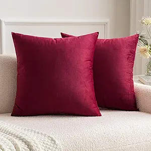 Photo 1 of 12x20 Velvet Lumbar Throw Pillow Covers Wine Red Soft Solid Christmas Decorative Square Cushion Cases Winter Front Porch Home Decor for Bedroom Couch Car Chair Patio Set of  8 Velvet:wine Red