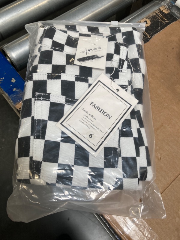Photo 1 of Birthday Gifts for Girls Flare Pants High Waisted Bootcut Stretch 70s Bell Bottom Jeans 6 Years Black White Check**factory sealed*