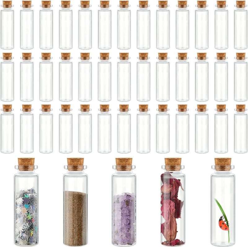 Photo 1 of 200 Pcs Empty Small Glass Bottles with Cork Stoppers Bulk Tiny Clear Vials Transparent Glass Vials Miniature Glass Jars with Cork Lids Cork Bottles for Crafts Project Party Supplies (15 ml)
