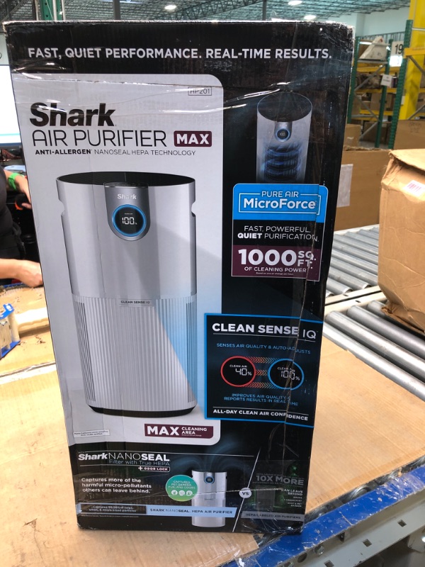 Photo 2 of ***POWER CABLE DAMAGED*** 
Shark HP201 Clean Sense Air Purifier MAX for Home, Allergies, HEPA Filter, 1000 Sq Ft, Large Room, Kitchen, Captures 99.98% of Particles, Pollutants, Dust, Smoke, Allergens & Cooking Smells, White
