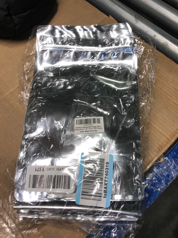 Photo 1 of 100-Pack Reclosable Large Mylar Bags for Food Storage 6" x 9" Stand Up Ziplock Pouch Bags in Bulk Resealable Smell Proof Aluminum Silver Foil Bags with Clear Window Kitchen Storage Edible Packaging
