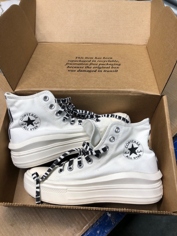 Photo 2 of Converse Womens' Chuck Taylor All Star Hi Top Lift Platform Sneakers, White/Black/White, Size 8