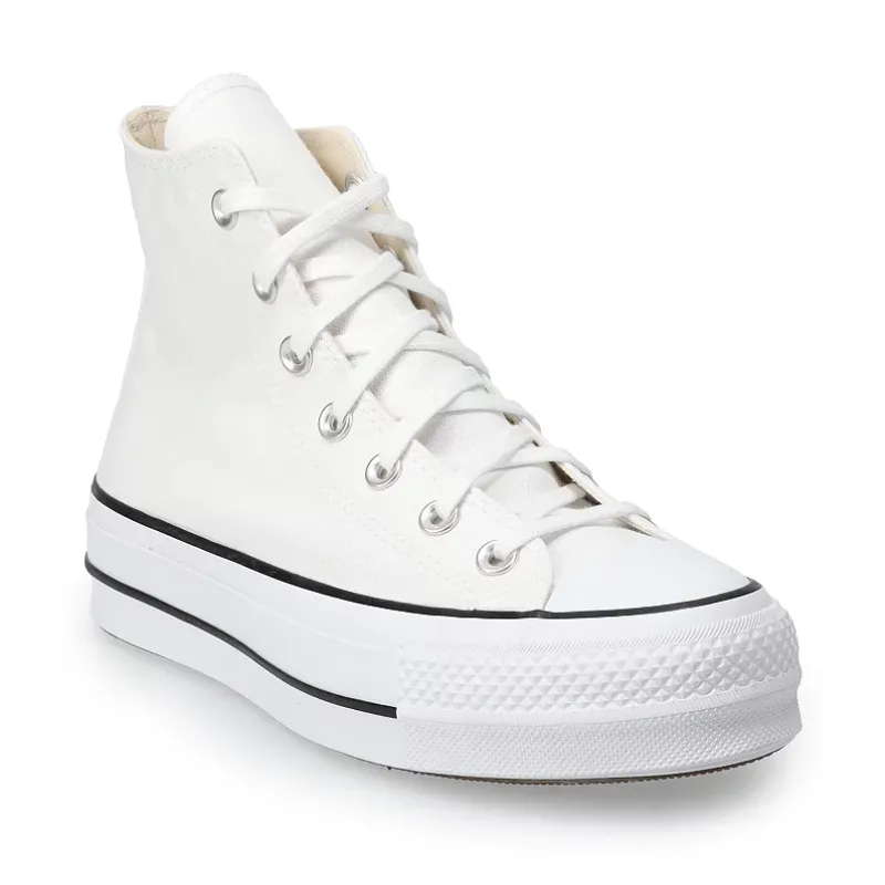 Photo 1 of Converse Womens' Chuck Taylor All Star Hi Top Lift Platform Sneakers, White/Black/White, Size 8