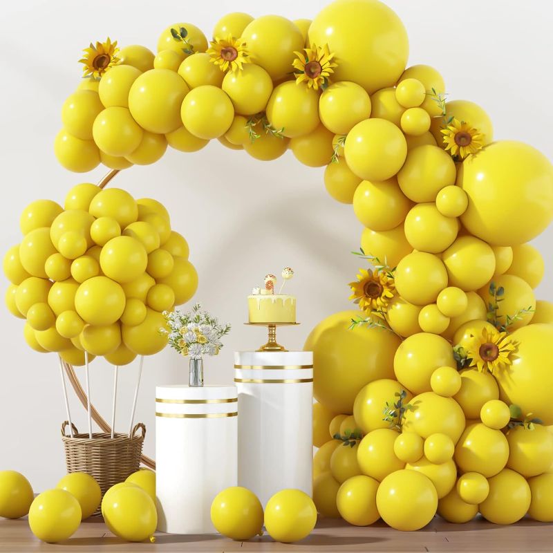 Photo 1 of 129pcs Yellow Balloons Different Sizes 18 12 10 5 Inch Latex Balloon