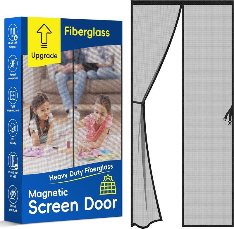 Photo 1 of ?Fiberglass? Magnetic Screen Door Mesh - Fit Door Size:36 x 82 Inch, Screen Itself Size:36"x83"-Heavy Duty Fit Interior Door and Sliding, Door Screen Mesh Keeps Bugs Out, Pet and Kid Friendly
