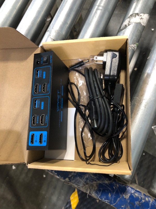 Photo 3 of 8K HDMI KVM Switch 2 Monitors 2 Computers Dual Monitor Support 8K@60Hz 4K@120Hz KVM Switcher PC Extended Display for 2 Port Share 4 USB 3.0 HUB Desktop Controller and 2 USB Cables Included Deep Blue