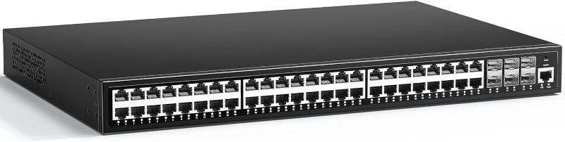 Photo 1 of 48 Port Gigabit Managed Network Switch with 6 Port Uplink 10Gbps SFP+, YuanLey 54 Port L3 Smart Managment Ethernet Switch, Desktop or Rackmount, Compatible for Cisco, Netgear
