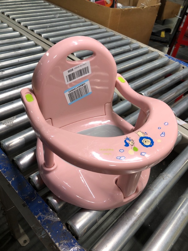 Photo 2 of Foldable Baby Bathtub Seat, Non Slip Baby Bath Seat, Baby Bath Chair Bath Seat for Baby Sitting Up, Cute Shape Surround Baby Bathtub Seat with Suction Cups for Baby 6-18 Months (Pure Pink)