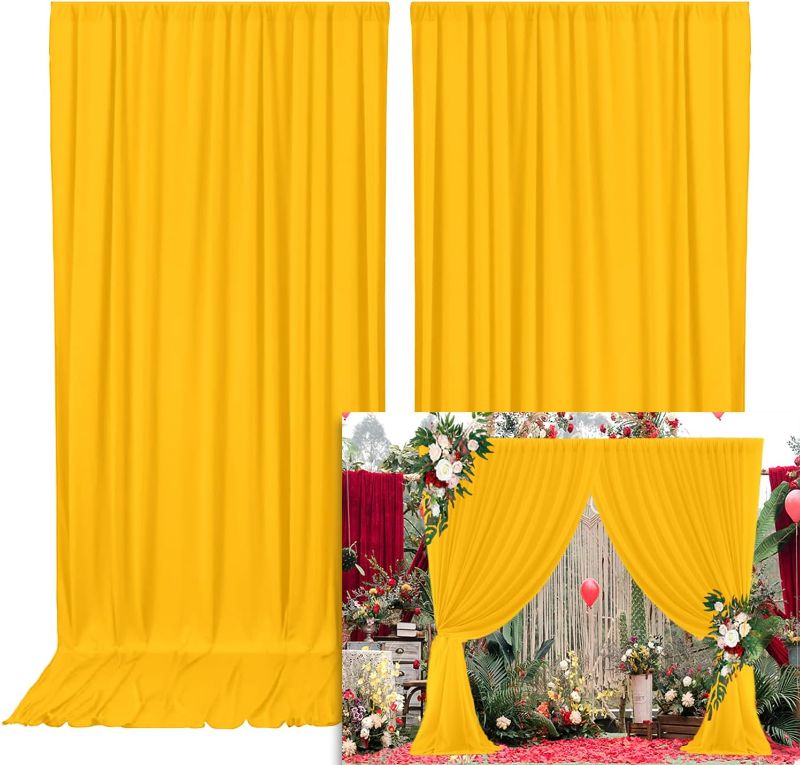 Photo 1 of 10x12ft Yellow Curtains for Backdrop Yellow Photo Backdrop Drapes (2 Panels 5x12ft) Lemon Yellow Drapes for Backdrop Home Decoration Photography Video Studio Props TAYHQ005
