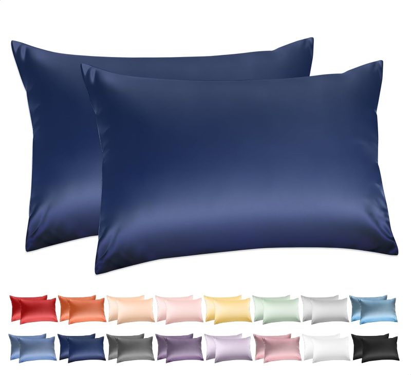 Photo 1 of 100% Cotton Queen Pillowcases Set of 2, Deep Dream 600 Thread Count Pillow Cases, 20x30 Inches, Super Soft and Breathable Envelope Closure (Navy Blue)
