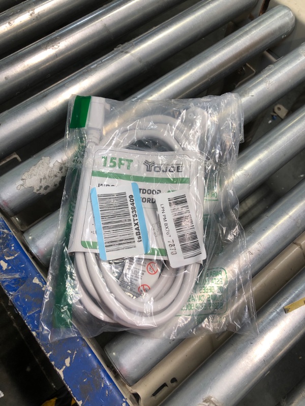 Photo 1 of 15 Foot White Extension Cord, Lighted Outdoor 12/3 Cord, 12 Gauge 3 Prong SJTW Heavy Duty Extension Cable with 3 Prong Grounded Plug for Safety, UL Listed White 15 Foot