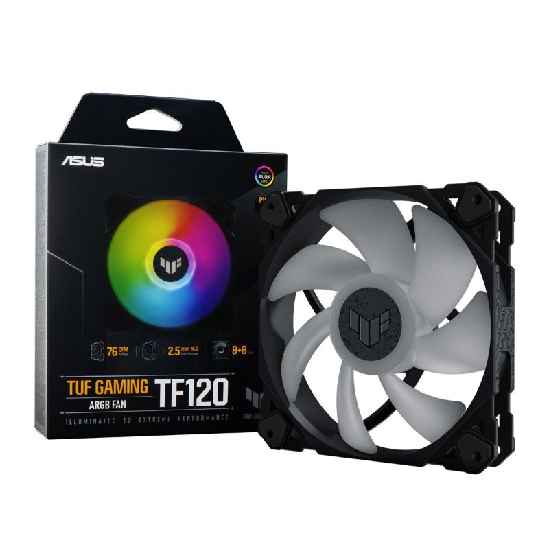 Photo 1 of Asus TUFGAMINGTF120ARGBCFan Gaming TF120 ARGB Fan - Single Pack - 4.72 in. Maximum Fan Diameter - 568.5 Gal Maximum Airflow - 1900 RPM - Fluid Dynamic
