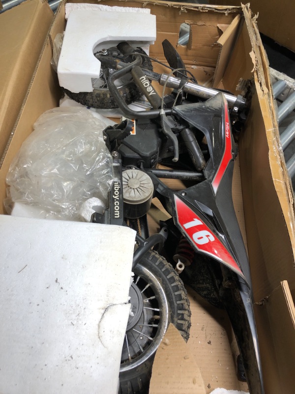 Photo 3 of **MISSING PARTS** DK1 36V Electric Dirt Bike,300W Electric Motorcycle - Up to 15.5MPH & 13.7 Miles Long-Range,3-Speed Modes Motorcycle for Kids Ages 3-10 Red