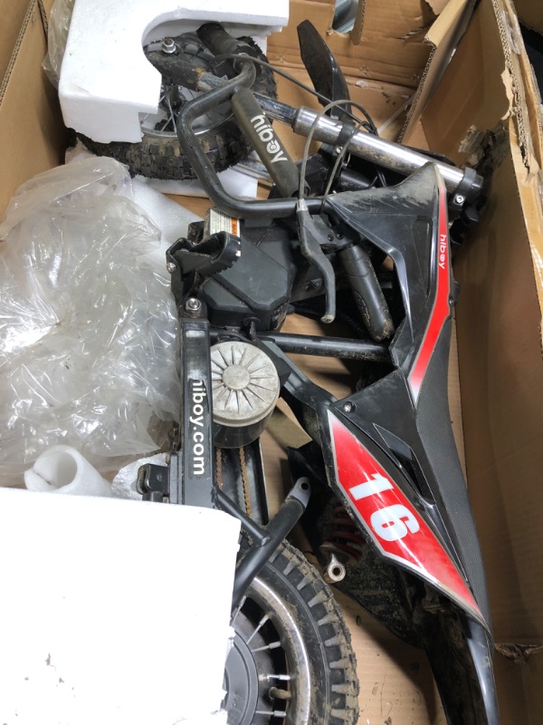 Photo 4 of **MISSING PARTS** DK1 36V Electric Dirt Bike,300W Electric Motorcycle - Up to 15.5MPH & 13.7 Miles Long-Range,3-Speed Modes Motorcycle for Kids Ages 3-10 Red