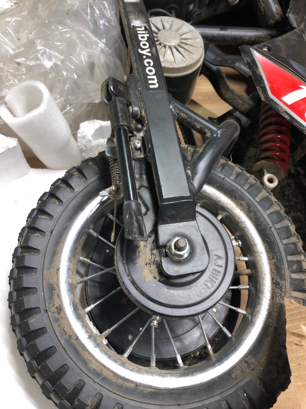 Photo 5 of **MISSING PARTS** DK1 36V Electric Dirt Bike,300W Electric Motorcycle - Up to 15.5MPH & 13.7 Miles Long-Range,3-Speed Modes Motorcycle for Kids Ages 3-10 Red