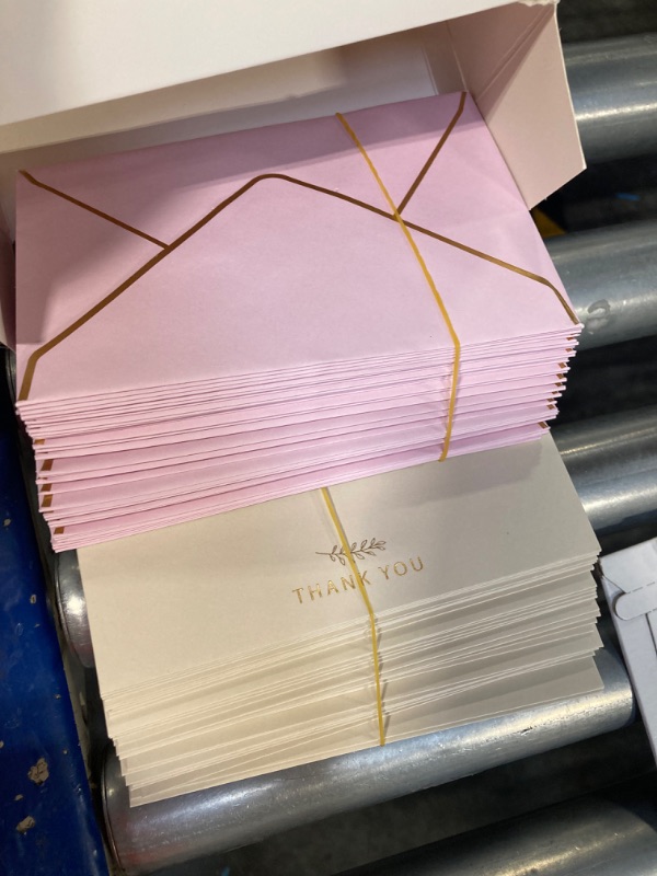 Photo 3 of Tenceur 200 Pack Blank Wedding Thank You Envelopes and 200 Stickers Bulk 4x6 Inch Greeting Gratitude Envelopes Mr and Mrs Gold Foil Pressed for Baby Shower Bridal Invitation(DustyPink)