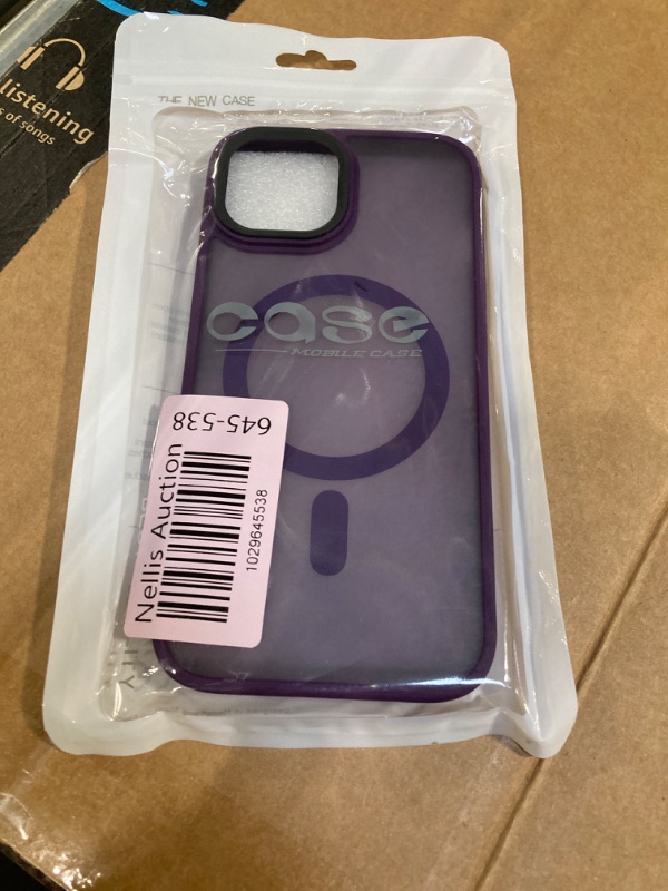 Photo 2 of BaHaHoues Strong Magnetic Case for iPhone 15 Case [Compatible with MagSafe] [Military Grade Drop Tested] Translucent Matte Slim Protective Case for iPhone 15 Phone Case 6.1 lnch (Deep Purple)***factory sealed***