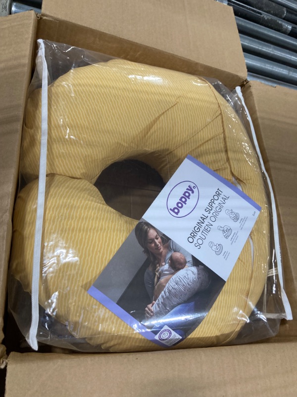 Photo 3 of Boppy Nursing Pillow Original Support, Ochre Striated, Ergonomic Nursing Essentials for Bottle and Breastfeeding, Firm Hypoallergenic Fiber Fill with Removable Nursing Pillow Cover, Machine Washable