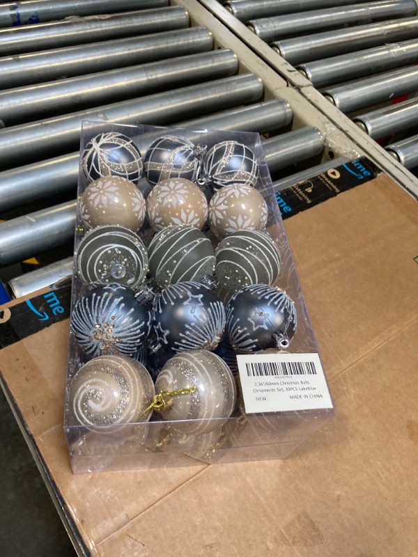 Photo 1 of 2.36"/60mm Christmas Balls Ornaments NEVSETPO 30PCS Christmas Tree Grinch Ornaments Shatterproof Xmas Christmas Tree Decorations Hanging Balls for Xmas Holiday Party Wedding Decorations Lakeblue-silver-gold (2.36"/60mm,30ct)