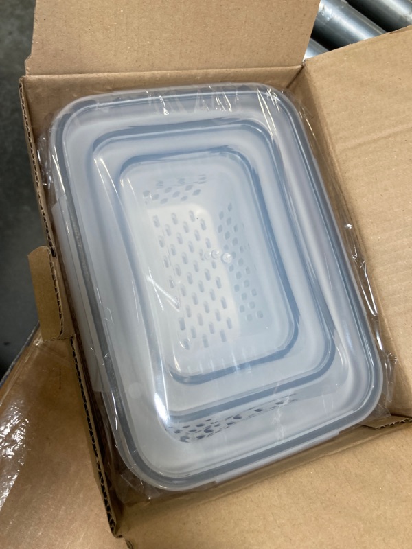 Photo 1 of 3 Pack Airtight Food Storage Containers - BPA-Free Kitchen Organization for Fridge, Removable Colander, Dishwasher & Microwave Safe, Maintains Freshness of Fruit, Vegetables and Meat