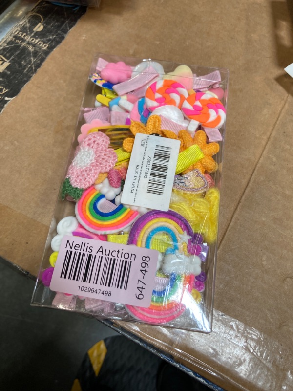 Photo 2 of 40 pcs Baby Hair Clips Candy Hair Barrettes for Toddler Girls Flower Rainbow Fully Lined Hair Pins Hair Barrettes Hair Accessories for Toddlers Girls***factory sealed***