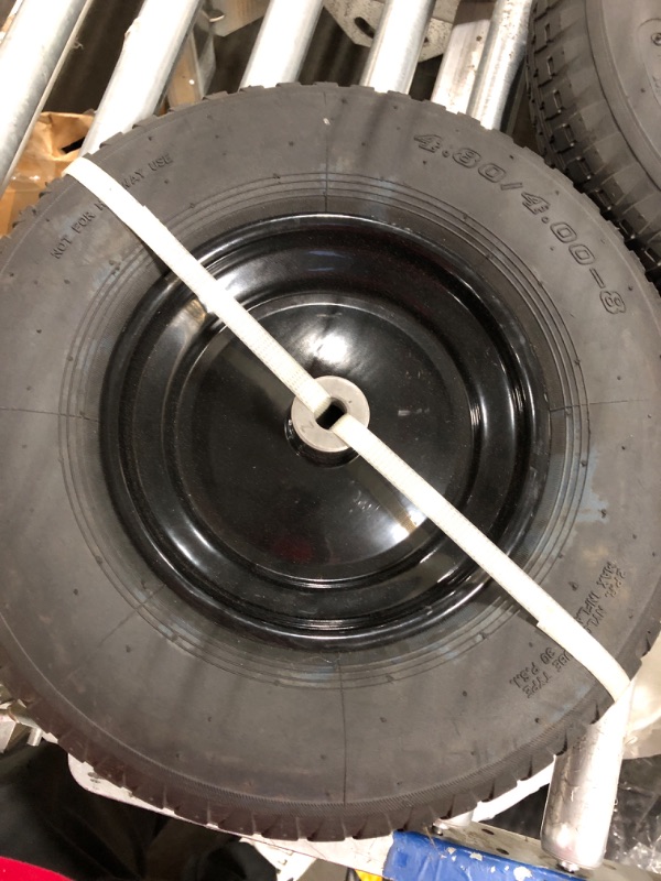 Photo 3 of 2-Pack 4.80/4.00-8" Pneumatic Wheelbarrow Wheel and Tires with 3"- 7" Center Hub and 5/8" Bushings for Wheelbarrow and Yard Cart Garden Wagon 00038511-16