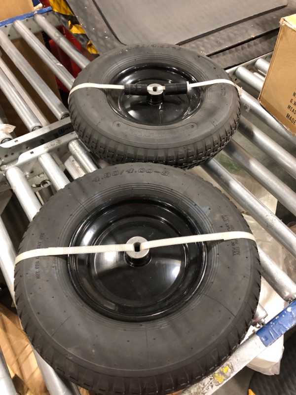 Photo 2 of 2-Pack 4.80/4.00-8" Pneumatic Wheelbarrow Wheel and Tires with 3"- 7" Center Hub and 5/8" Bushings for Wheelbarrow and Yard Cart Garden Wagon 00038511-16