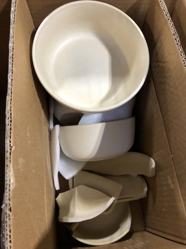 Photo 3 of **SOME BROKEN** AmorArc Stoneware Dinnerware Sets of 6,Reactive Ceramic Plates and Bowls Set,Highly Chip and Crack Resistant | Dishwasher & Microwave Safe | Round Dishes Set Service for 6 (18pc) Dishes Set Stoneware Ivory Service for 6 - 18 Pcs