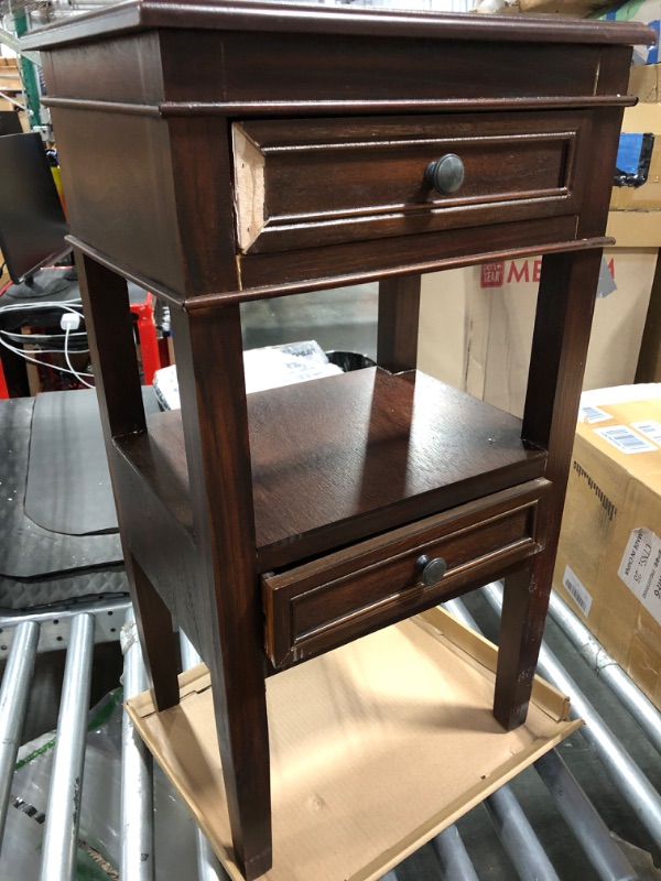 Photo 1 of **MINOR DAMAGE** (Shown In Picture)Deco 79 Traditional Wood Rectangle Accent Table, 16" x 12" x 29", Brown Accent Table Brown