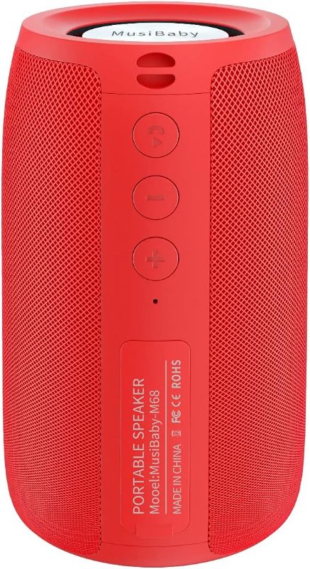 Photo 1 of Bluetooth Speaker,MusiBaby Wireless,Outdoor, Waterproof,Portable Speaker,Dual Pairing, Bluetooth 5.0,Loud Stereo,Booming Bass,1500 Mins Playtime for Home&Party,Gifts(Pure Red)
