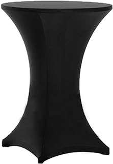 Photo 1 of **PACK OF 2** Tina's 32x43 Inch Highboy Spandex Cocktail Table Covers Black, Cocktail Table Spandex Covers, Fitted Stretch Cocktail Table Tablecloth for Round Tables Black 1