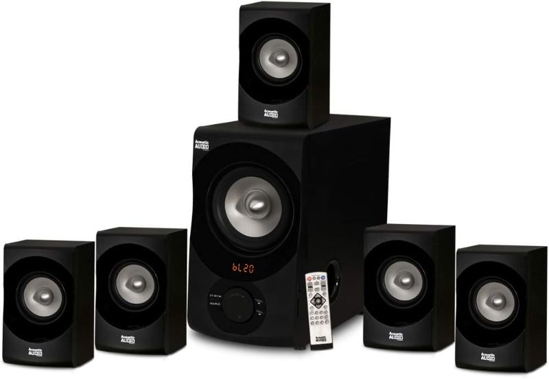 Photo 1 of Acoustic Audio by Goldwood AA5171 5.1 Surround Sound Bluetooth Home Entertainment System (6 Speakers, 5.1 Channels, Black with Silver)
