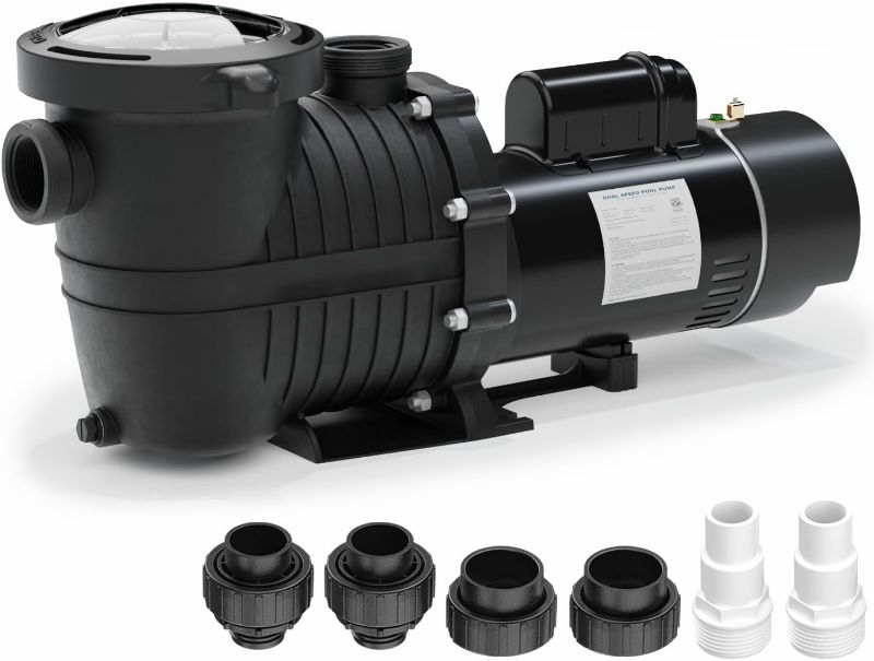 Photo 1 of 1.5hp Pool Pump Above Ground & Inground | 2-Speed Control | 4680GPH Flow | 43ft Head Lift | Swimming Pool Pump for Above Ground & Inground Pools | 230V AC 60HZ
