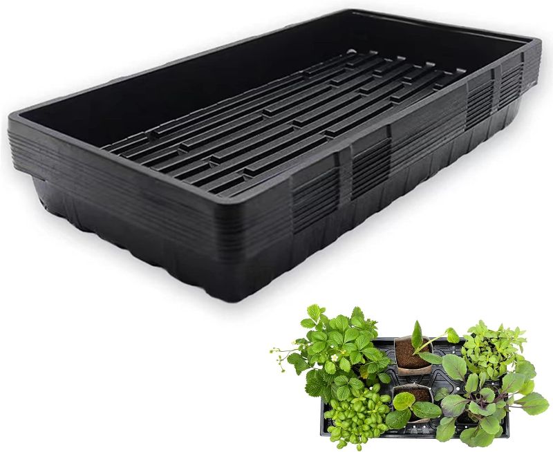 Photo 1 of (10 Pack) 1020 Plant Growing Trays Extra Strength Durable Black Plastic Growing Trays for Seeds Seedlings Cloning Indoor Gardening, Sprouts and Microgreen(Without Drain Holes)
