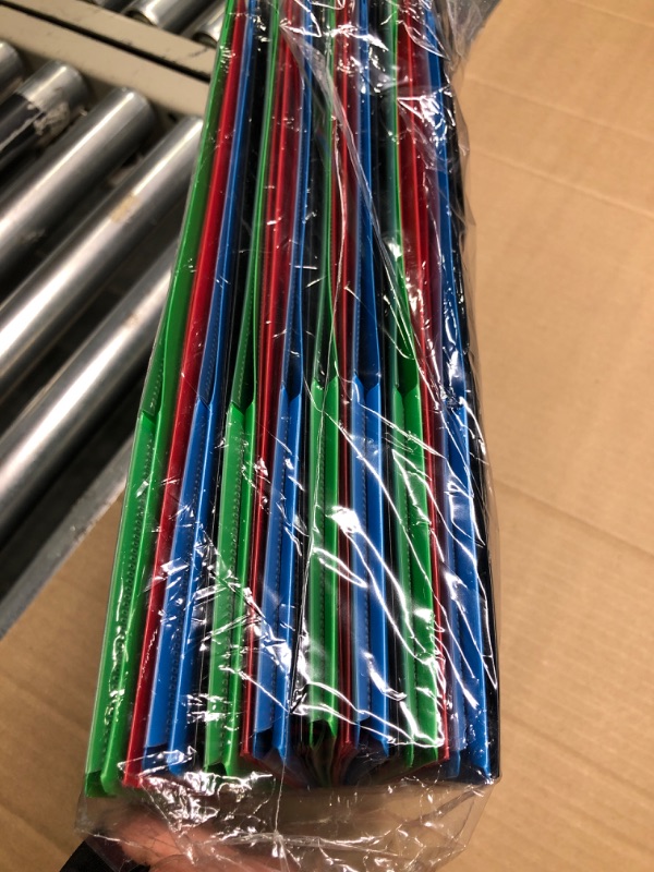 Photo 1 of 16 Packs Plastic Folders with Prongs and Clear Front Pocket,Heavy-Duty Folders with Pockets for Letter Size Paper,2 Card Slot and 2 Stay-Put Tabs with Pen Slot, 4 Colors 16 PCS 3 Prongs Folder - Black , Green , Blue ?Red