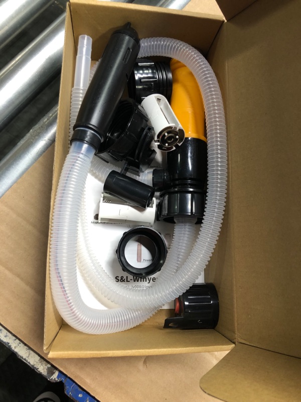 Photo 1 of S&L-Winyer Fuel Transfer Pump, Aa Or 2D Battery Powered, Advanced Adapter Fits All Size Cans, Liquid Transfer Pump Extra Long Thickened Hose, Portable Liquid Pump For Gasoline,Outlet: 35.6" (Yellow)