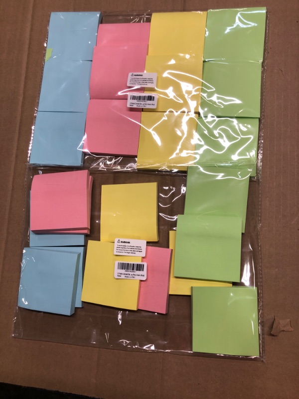 Photo 3 of 24 Packs Colored Sticky Notes, 3"x3" Self-Stick Pads with 960 Sheets in Total, 80 Sheets/Pack, Perfect for Office, Home, School, Meetings - 4 Colour (Yellow, Pink, Green, Blue) 24 Pack Sticky Note