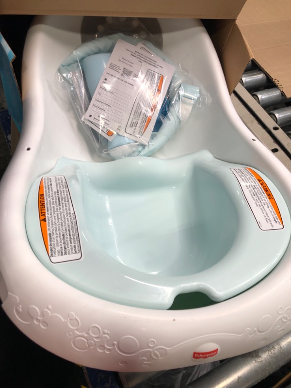 Photo 3 of Fisher-Price 4-In-1 Sling 'N Seat Bath Tub, Pacific Pebble, Baby To Toddler Convertible Tub With Seat And Toys