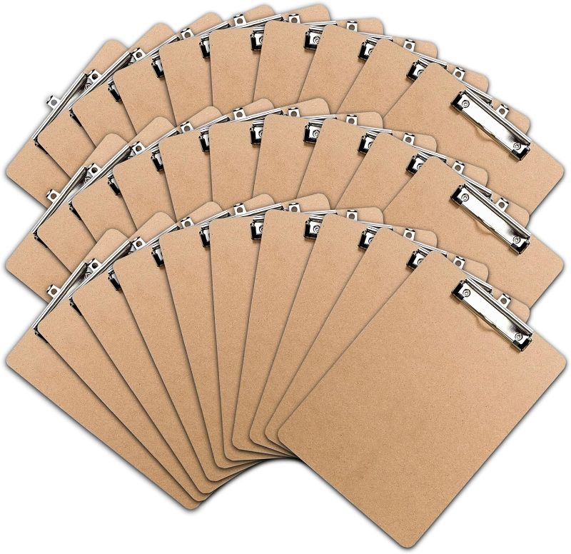 Photo 1 of Office Solutions Direct Clipboards with Low Profile Clip (Set of 30) - Wood Clipboards Bulk 30 Pack, Heavy Duty Clipboard, Bulk Classic Clipboards for Classroom, Calendar Office Clipboard Stand up 