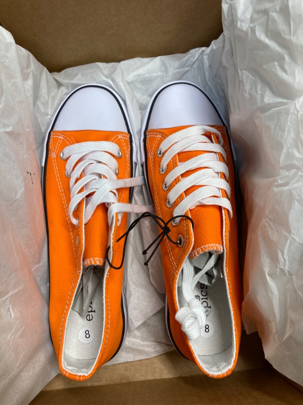 Photo 2 of Slow Man Women's Fashion Sneakers Classic Canvas Shoes Low Top Lace Up Casual Sneakers Tennis Shoes Walking Shoes Breathable Comfort - ORANGE SIZE 8