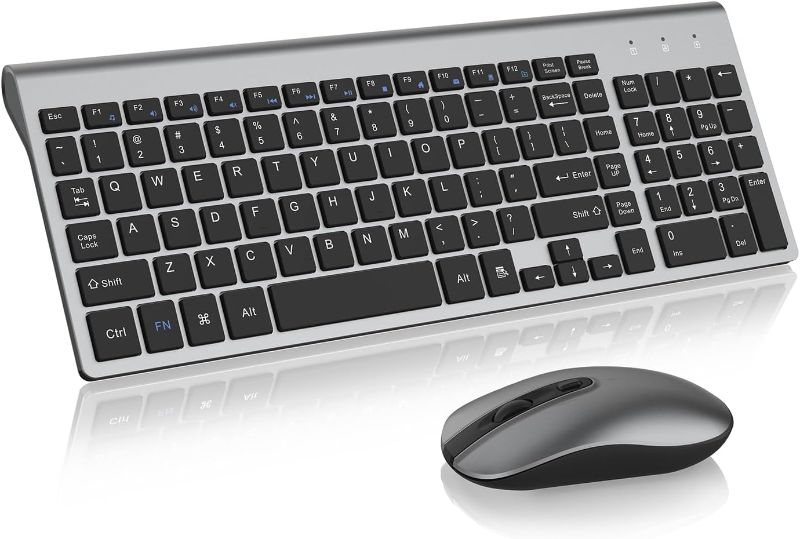 Photo 1 of cimetech Wireless Keyboard and Mouse Combo, Compact Full Size Wireless Computer Keyboard and Mouse Set 2.4G Ultra-Thin Sleek Design for Windows, Computer, Desktop, PC, Notebook, Laptop - Grey