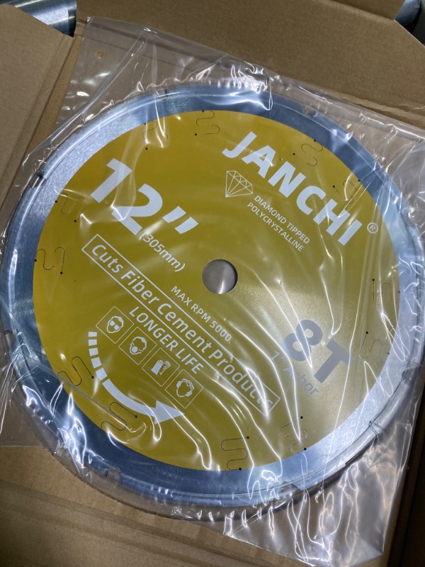 Photo 2 of 12-Inch 8T PCD Tip Hardie Fiber Cement Saw Blade with 1-Inch DMK Arbor, Polycrystalline Diamond Tipped Teeth Saw Blade for Laminate Flooring