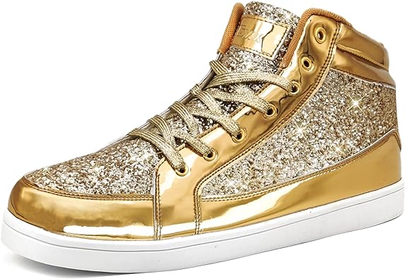 Photo 1 of IGxx Glitter Shoes for Men High Top Flashing Party Casual Lace-up Sneakers Men - SIZE 42