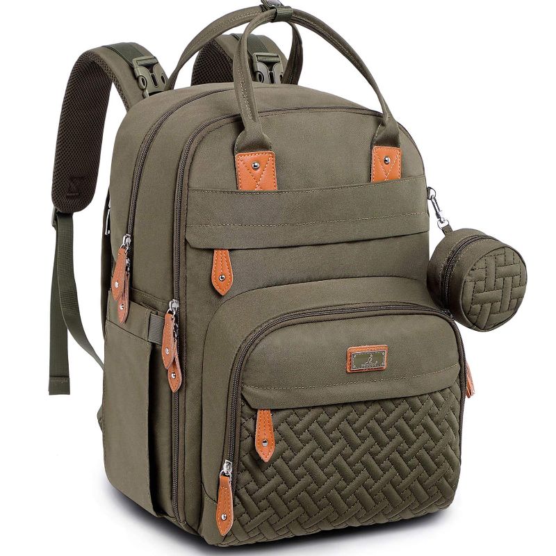 Photo 1 of BabbleRoo Baby Diaper Bag Backpack - Army Green, Unisex, Waterproof, Multi-function, 26L Capacity, Changing Pad, Stroller Straps, Pacifier Case, Easy Access Zipper Pockets