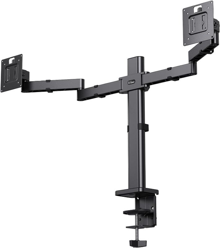 Photo 1 of ErGear Dual Monitor Desk Mount, Upgraded Dual Screen Monitor Mount Stand for 2 Monitors Up to 32 inch, Heavy Sturdy Dual Monitor Stand with Tiered Arms for Extra Height, Holds Up to 22 lbs per Arm
