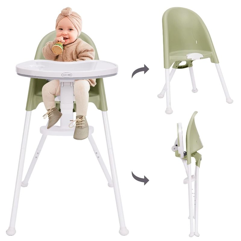 Photo 1 of HAN-MM High Chair Folding,One Click fold,Save Space, Detachable Double Tray, Infant Chair, Car Traveling, 3 in 1 Convertible, 3-Point Harness, Adjustable Footrest, Non-Slip Feet, Adjustable Legs
