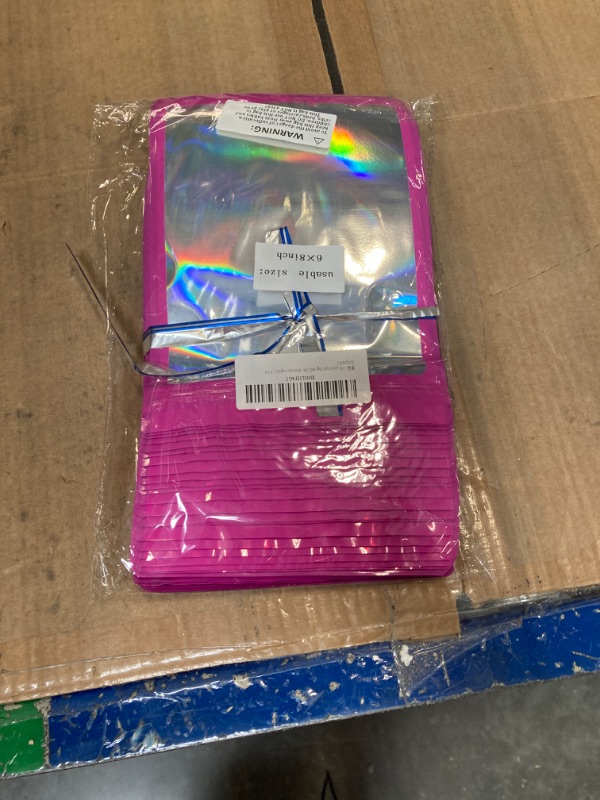 Photo 2 of 100-pack 6×8 inch mylar bags with clear window holographic resealable sealable packaging zip bag for small bussiness jewelry candy sample food packing supplies ?peach? 6×8 inch Peach