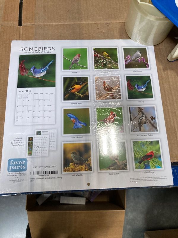 Photo 1 of Songbirds 2024 Hangable Wall Calendar Monthly - 12" x 12" - North America Beautiful Wildlife Majestic Bird Photo Gift - Forest Birds Nature Photography - Secret Santa Office Gifting for Him Her- Including Cardinal Blue Jay Oriole Sturdy Thick Large Full P